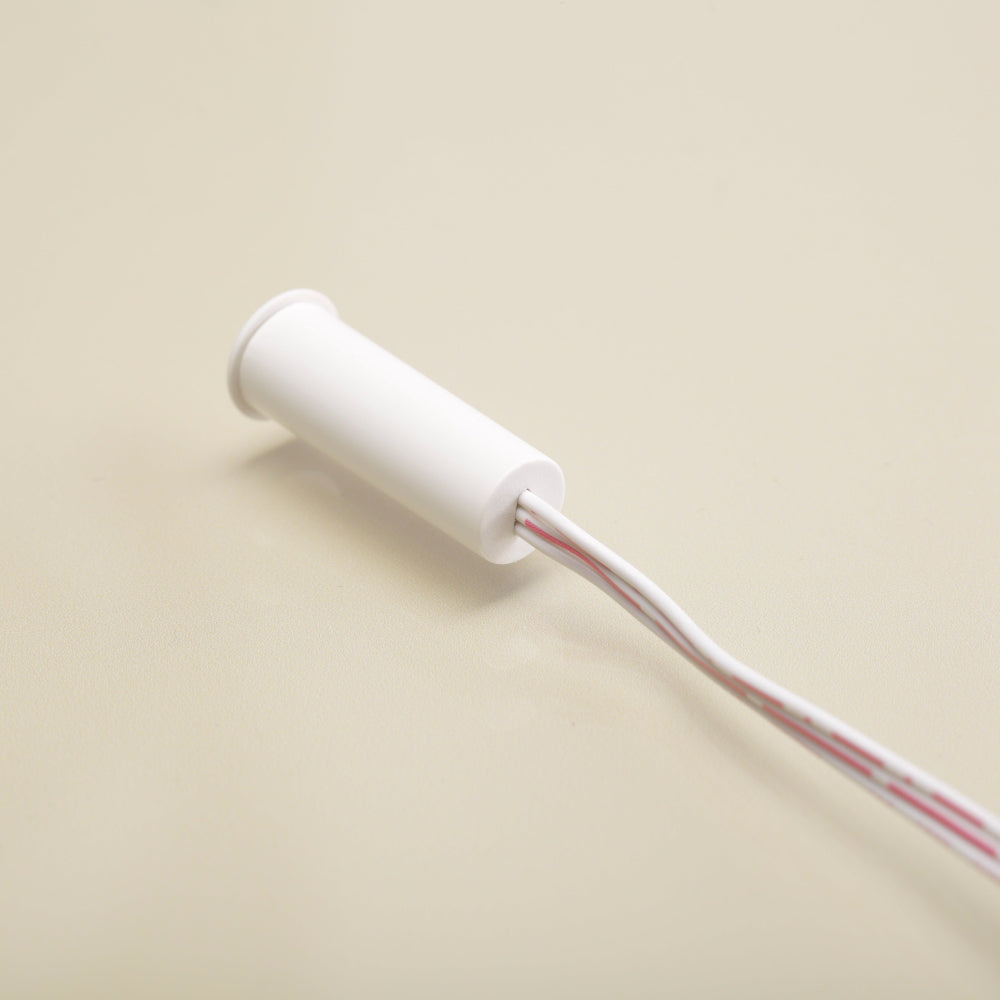 recessed and surface mounted door open sensor for wardrobes cabinents closets kitchens in white